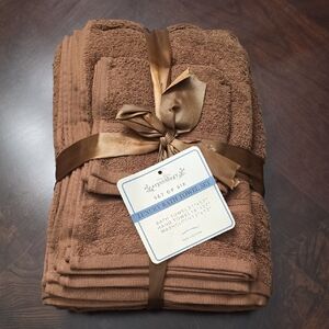 6 Piece Brown Bath Towel Set